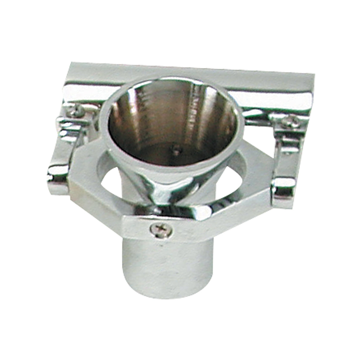 Gimbal Fishing Rod Holder, 1" Tube Mount, Chrome Plated Brass