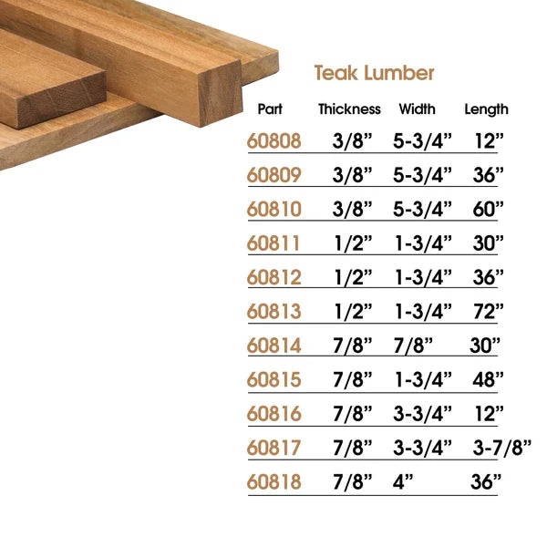 48" Premium Grade Teak Lumber and Planking