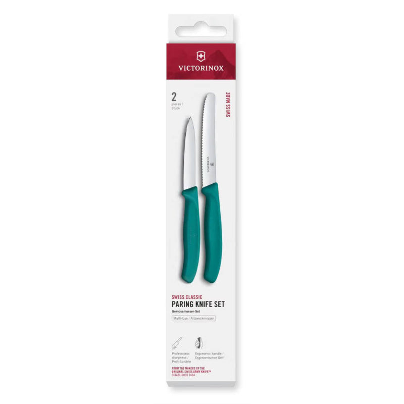 Victorinox Swiss Army paring knife set featuring two knives.