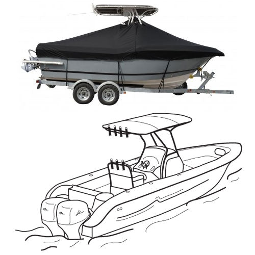 Center Console Without Bow Rails Dual Engine Outboard, Select Fit Boat Cover