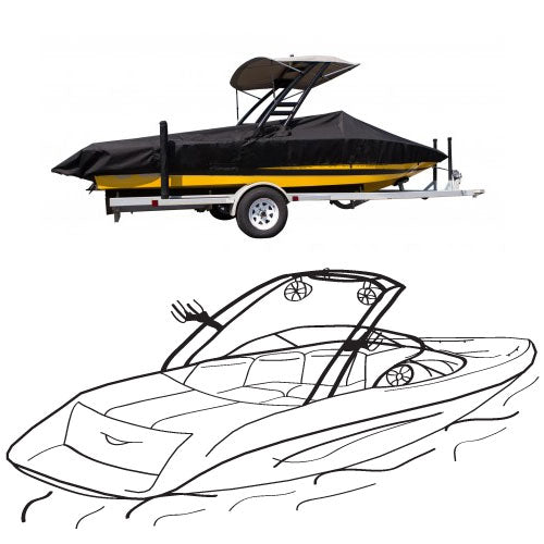 Euro V-Hull Runabouts w/ Wakeboard Tower Outboard, Select Fit Boat Cover