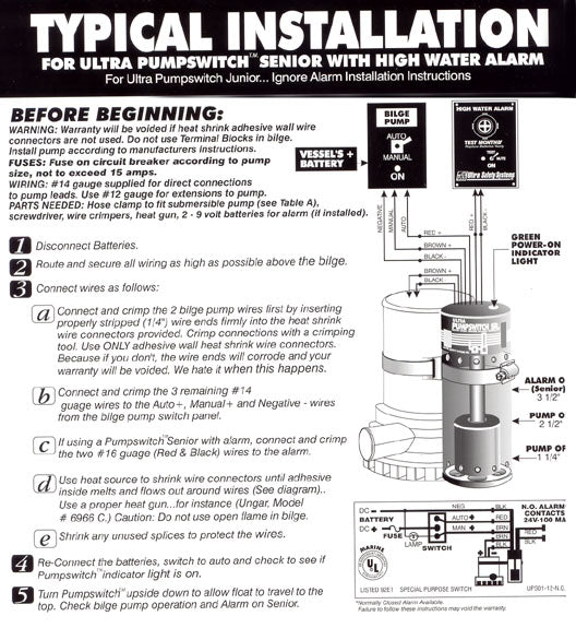 Ultra Safety Systems Ultra Bilge Pump Switch Junior, UPS-02