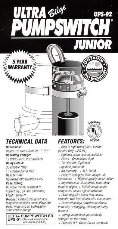 Ultra Safety Systems Ultra Bilge Pump Switch Junior, UPS-02