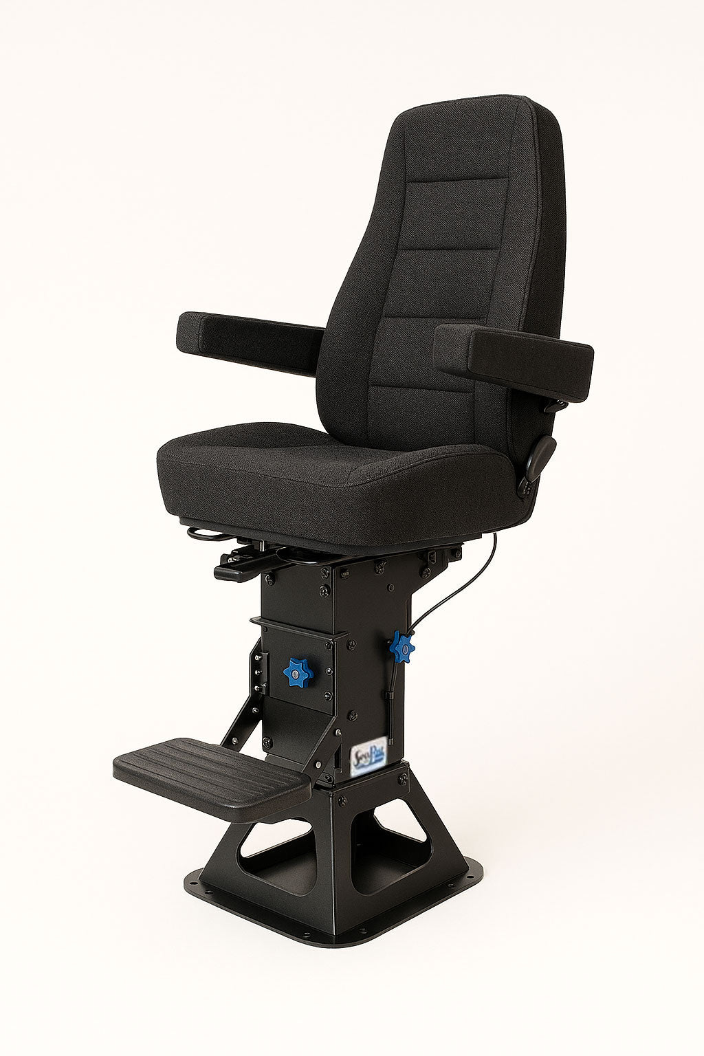 Seapost Pilot Seat HBLX, 7" Adjustable Slide, 28"-34" Adjustable Post w/ Base, Black Durawear