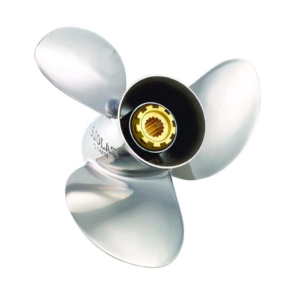 10" x 14" Pitch, 3-Blade, RH, 14 -Tooth Spline, New Saturn, Stainless Steel, Propeller, OMC / Evinrude / BRP