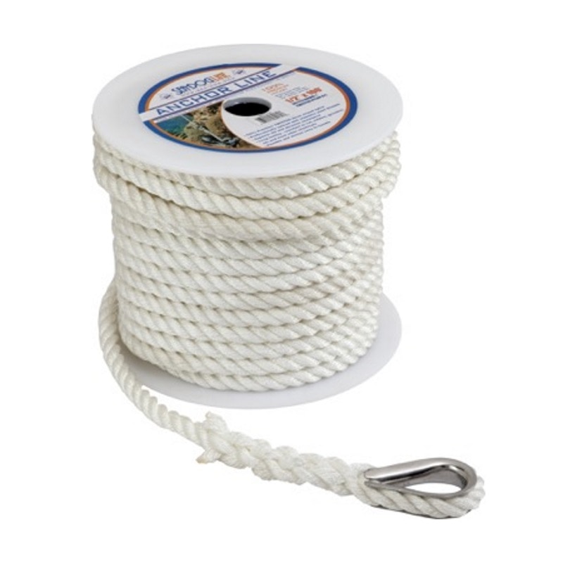 3 Strand White Polyester Rope 26m x 12mm Mooring Fender Rope Anchor Marine Z353 