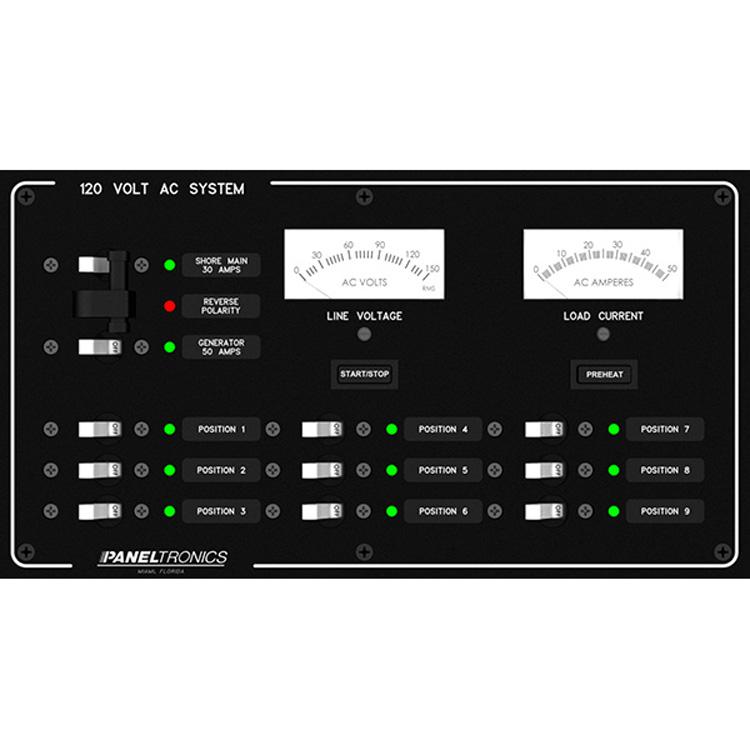 Boat Breaker Panel Paneltronics AC 9 Position Panel with Shore