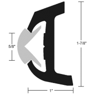 Taco Marine V21-9602WHA20D Rigid Vinyl Rub Rail, White 1 inchw x 1-7/8 inchh x 20'L